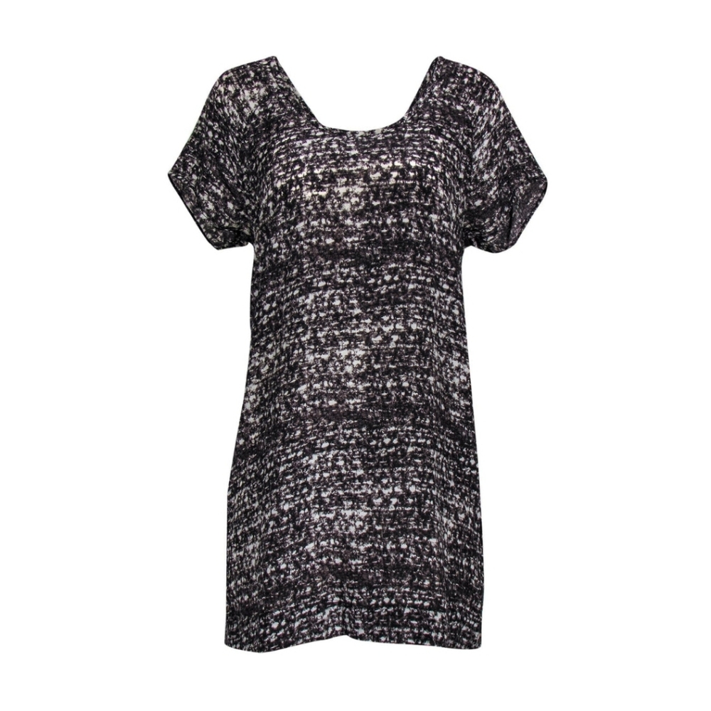Joie Silk Shift Dress Dark Grey/White